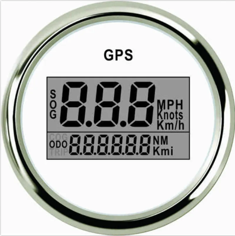 52mm White Digital GPS speedometer Speedo PLG2BSGPS for boat truck