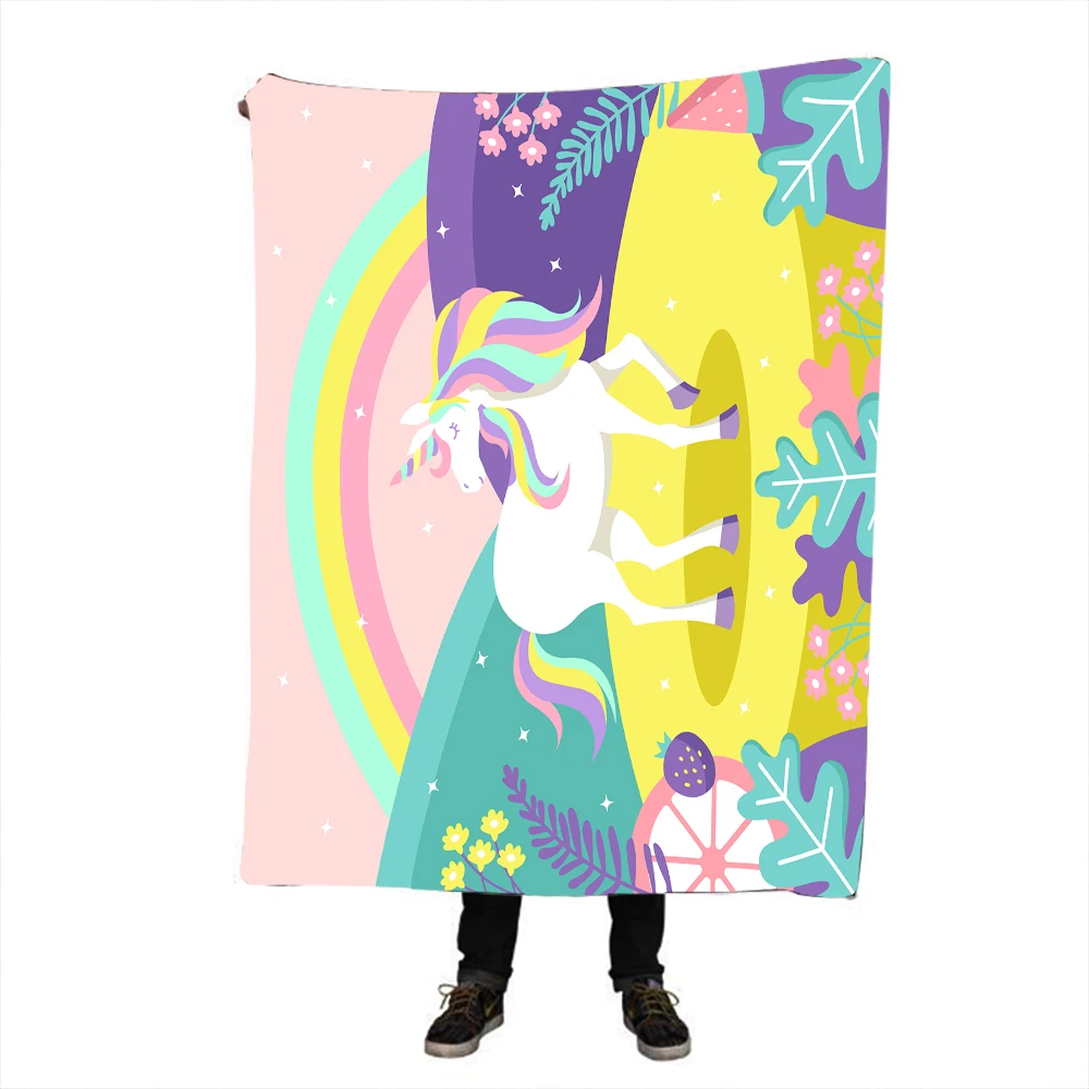 Радужное одеяло с единорогом верьте чудеса мультяшное плюшевое покрывало на
