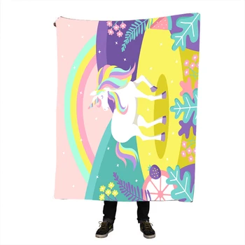 

Unicorn Rainbow Blanket Believe Miracles Cartoon Plush Throw Blanket on Sofa Bed for Kids Bedding Sherpa Blanket