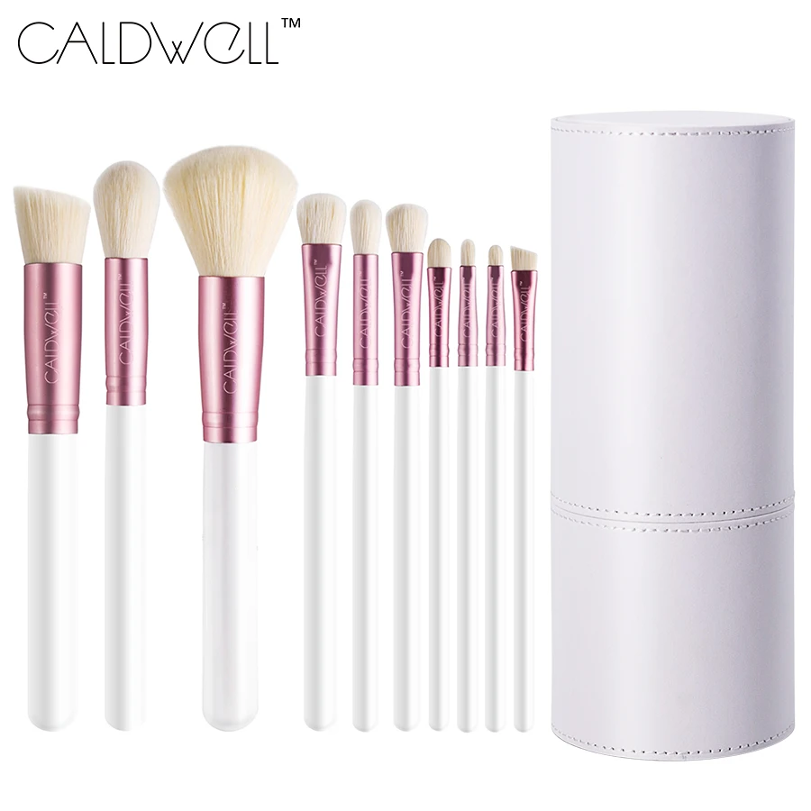 CALDWELL Professional Makeup Brushes Set 10pcs High Quality Synthetic Goat Hair Makeup Tools Kit With Tube