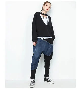 

Vadim Palazzo Pants Real Hot Sale Mid Women Women's Free Shipping 2020 British Personality Stitching Casual Bf Wind Loose Feet
