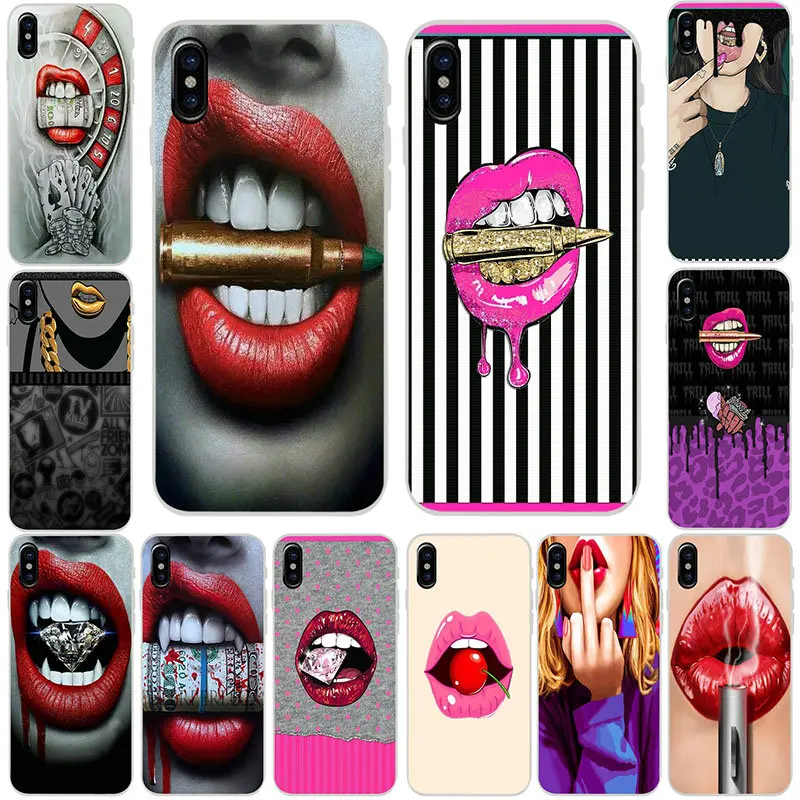 

Sexy Lipstick Lips Sweet Girl Soft TPU Silicon Cell Phone Cases for iPhone X XR XS Max 7 6 6s 8 Plus 4 4S 5 5S SE 5C Coque Shell