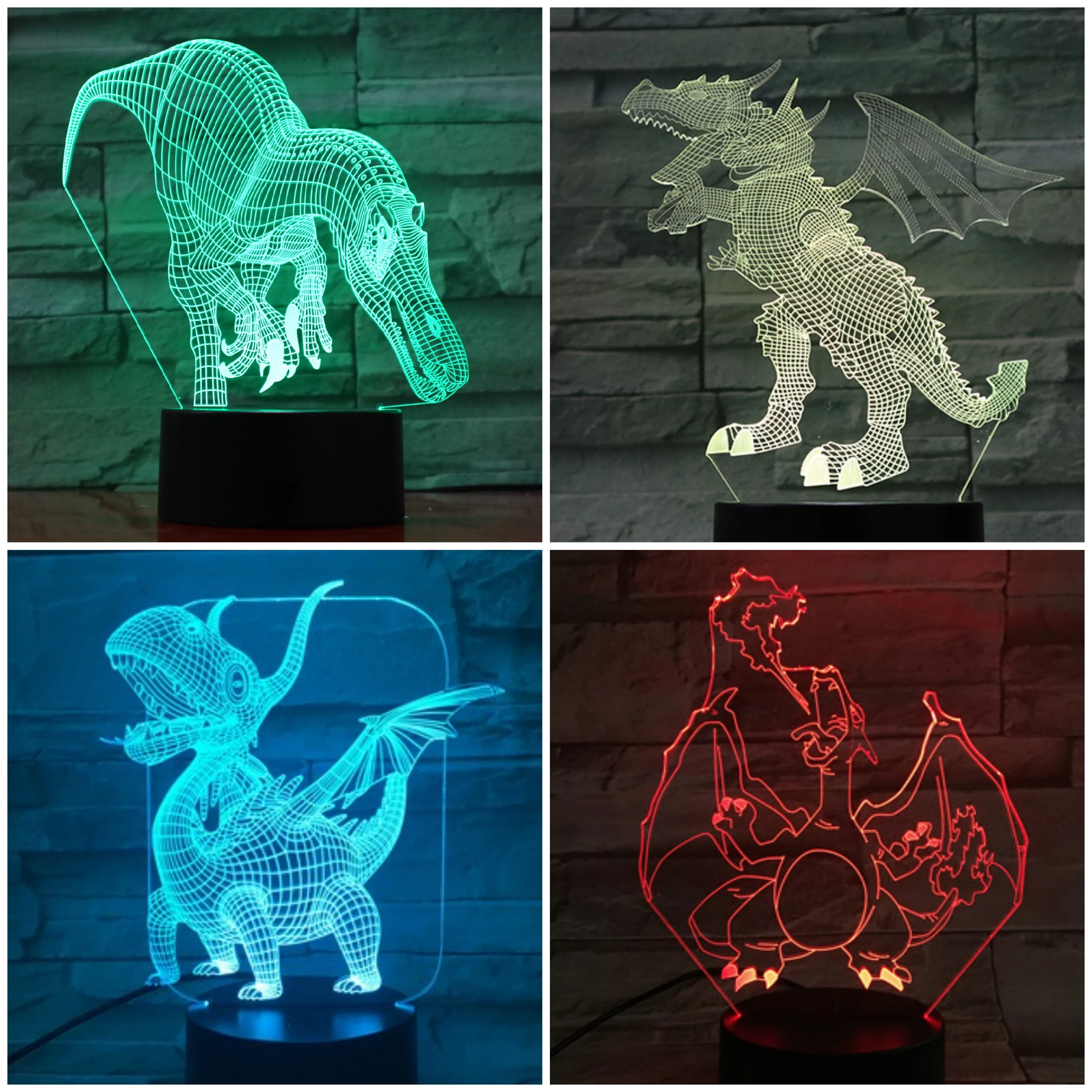 

Dinosaur Table Lamp Bedroom 3D Lampara Decorative Lamp Touch Sensor Child Kids Gift Animal Nightlight Dinosaur Night Light LED