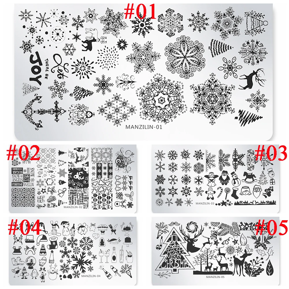 1 шт Штамп для ногтей из нержавеющей стали рождественские шаблоны 12x6 см зимние изображения пластины для штамповки ногтей DIY трафаретные Гвозди Искусство