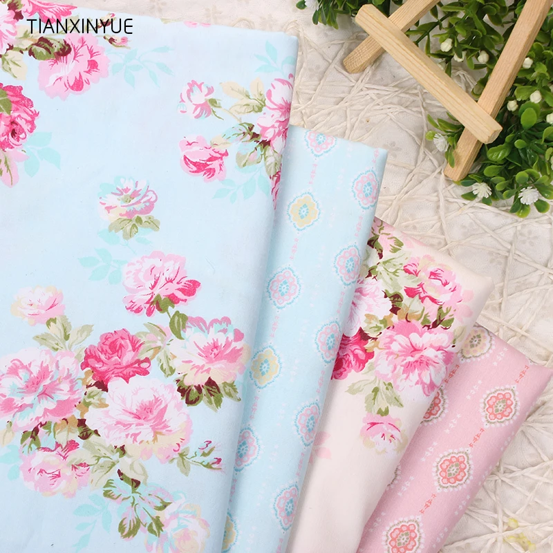 

TIANXINYUE 4pcs/lot Rose flower Cotton Fabric Patchwork DIY Quilting Sewing Fat Quarters Bundle Tissue Telas Tilda Needlework