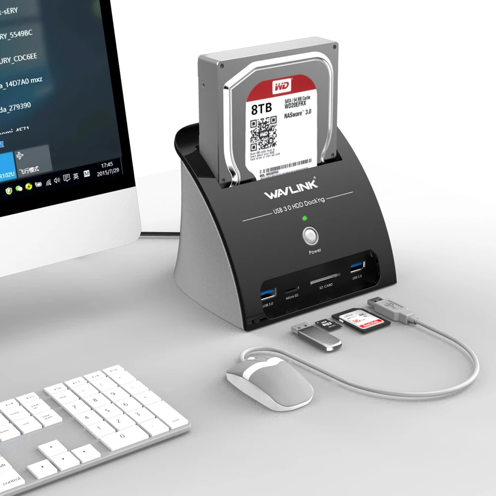  Wavlink USB 3.0 SATA HDD Docking Station mit Kartenleser Slot SATA Festplatte Externe Gehäuse fall 
