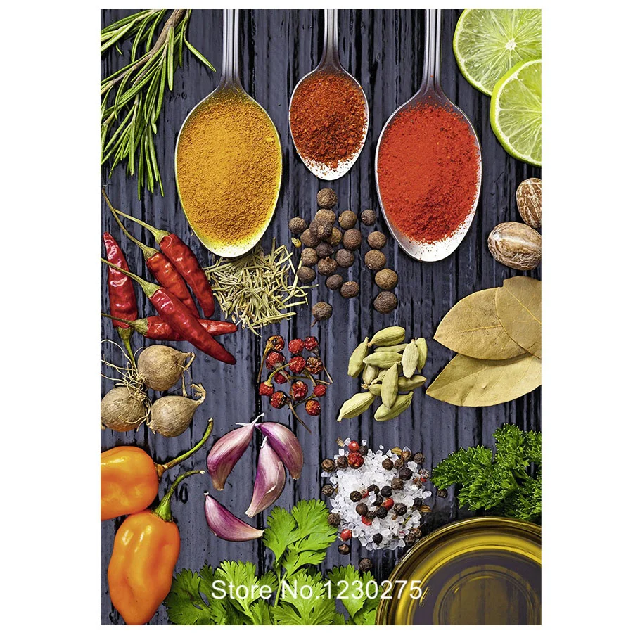 

diy diamond painting cross stitch 5d mosaic kitchen cooking seasoning diamond embroidery full square/round drill arts JX046