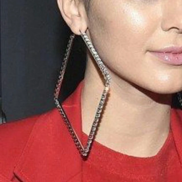 Manilai Luxury 80mm Square Metal Hoop Earrings Statement Jewelry Manilai Luxury 80mm Square Metal Hoop Earrings Statement Jewelry Rhinestones For Women Wedding