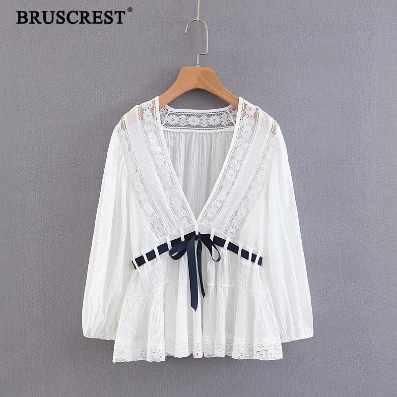 Белая блузка женские топы с длинным рукавом кружевные блузы camisas mujer modis Корейская
