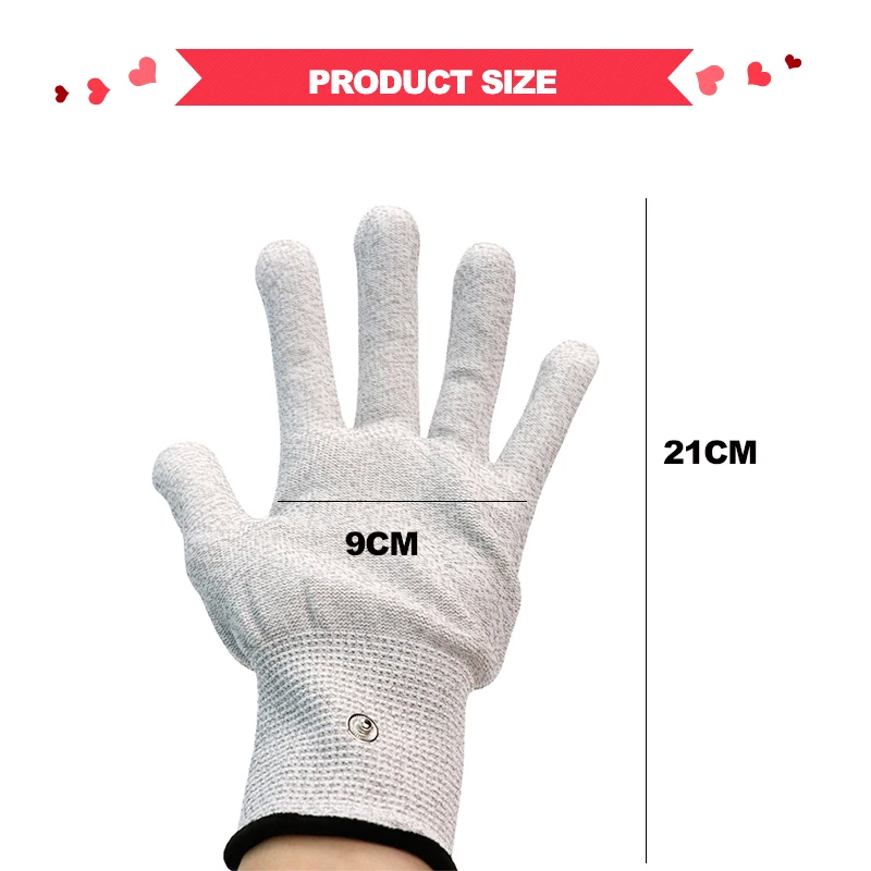 1 Pair Conductive Fiber Tens Electrode Massage Gloves With 1 Cable Pain Hand Relief For Pulse Acupuncture Therapy Body Massager