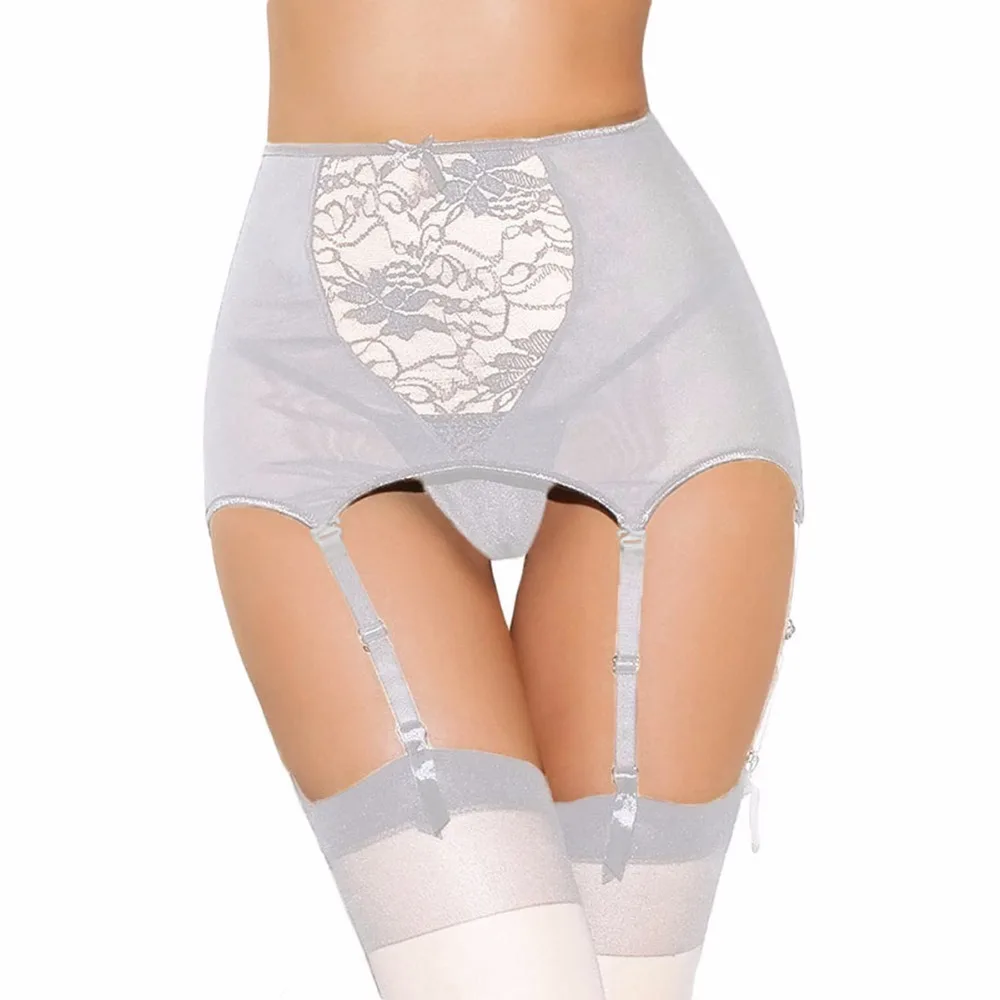 

Sexy Women Elastic High Waist Lace Sheer Garter Belt Hollow Out See Through Mesh Suspender Belt
