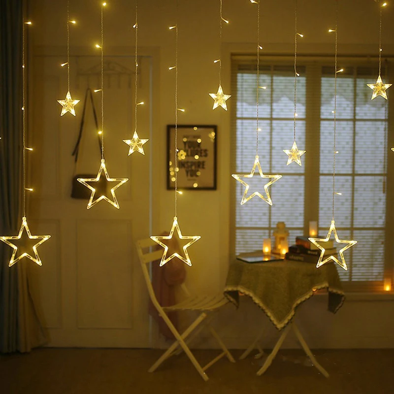 LED String Lights 2.5M Star Curtain Light Fairy Wedding Birthday Christmas Lighting Indoor Decoration Light 220V IP44