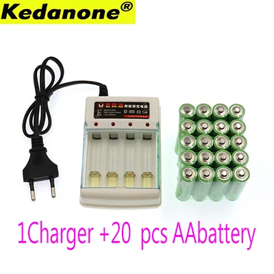 Kedanone Новая батарея AA 3000 1,5 V Quanlity аккумуляторная батарея AA 3000mAh BTY Ni-MH 1,5 V аккумуляторная батарея+ зарядное устройство - Цвет: 20PCS 1 charger