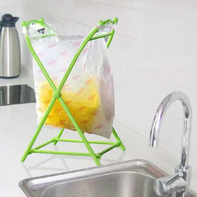 Special Price New Folding Creative Plastic Garbage Bag Hanging Storage Rack Holder Trash Rubbish Bag Kitchen Cabinet Cupboard Hanger