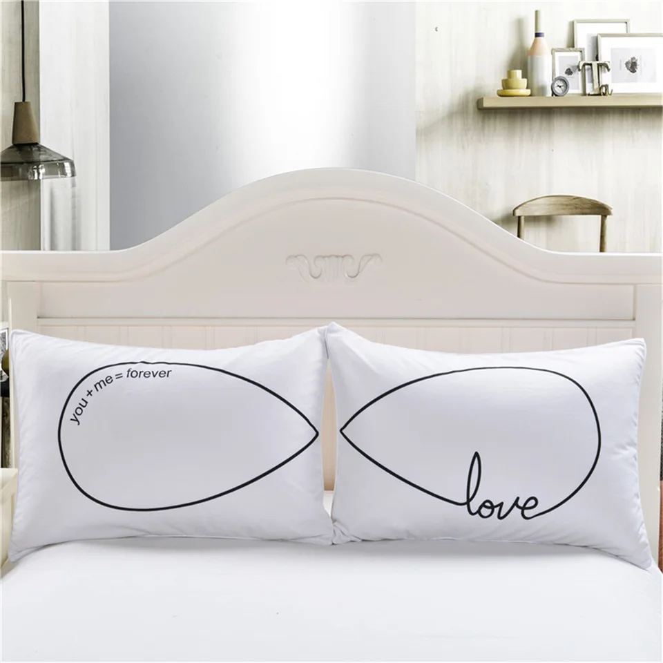 

Cilected White Pillow Cases Bedding For Couple Personalized Forever Love Pillowcases Cover Wedding Gift 50X75cm 50X90cm