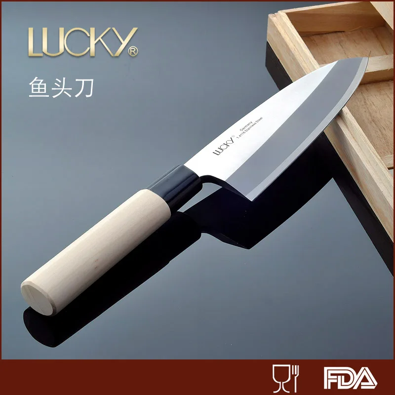Germany imported steel 165mm kitchen knives cooking tools blade cut fish head sushi knife blade fish