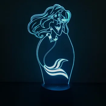

2018 Girl Children's Day Gift Colourful The Mermaid 3D Visual LED Night Lights for Kids Touch USB Table Lampara Children's room