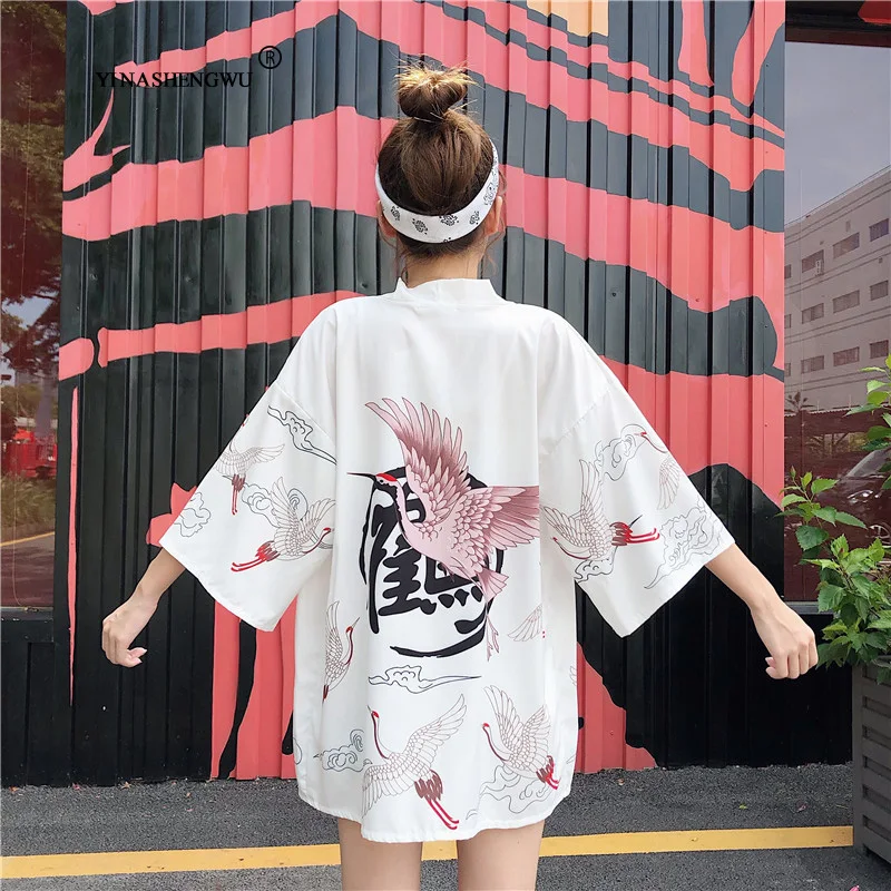 Women Harajuku Cardigan Japanese Kimono Asia Summer Digital Printed Shirt Tops Casual Woman Kimonos Kawaii Yukata Kimono Cosplay