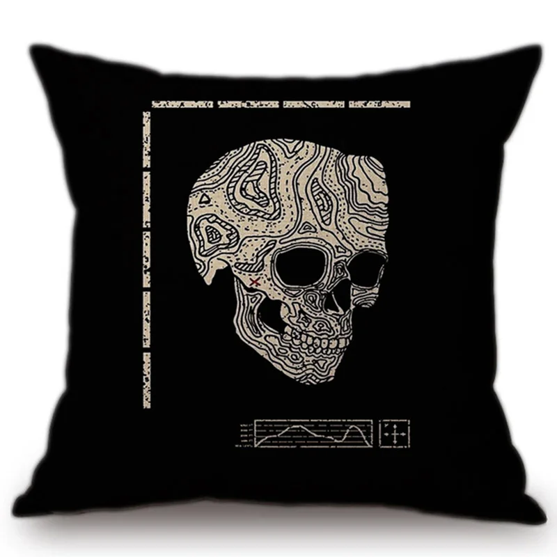 جديد تصميم أسود الجمجمة غطاء وسادة مطبوعة غطاء رمي كيس وسادة الشرير نمط كنبة مكتب كرسي مقعد المنزل الديكور غطاء الوسادة