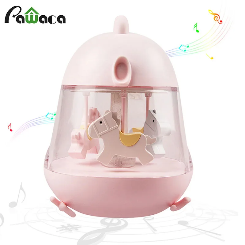 

Hot Carousel Music Box 7 Color Change Cartoon Carousel Music Night Lights Clockwork Touch Chick Music Case Kid Gift Home Decor