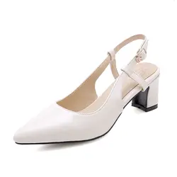 B2-7 Размеры 33-46 женские из искусственной кожи однотонные сандалии женская элегантная обувь в деловом стиле женская обувь на высоком каблуке