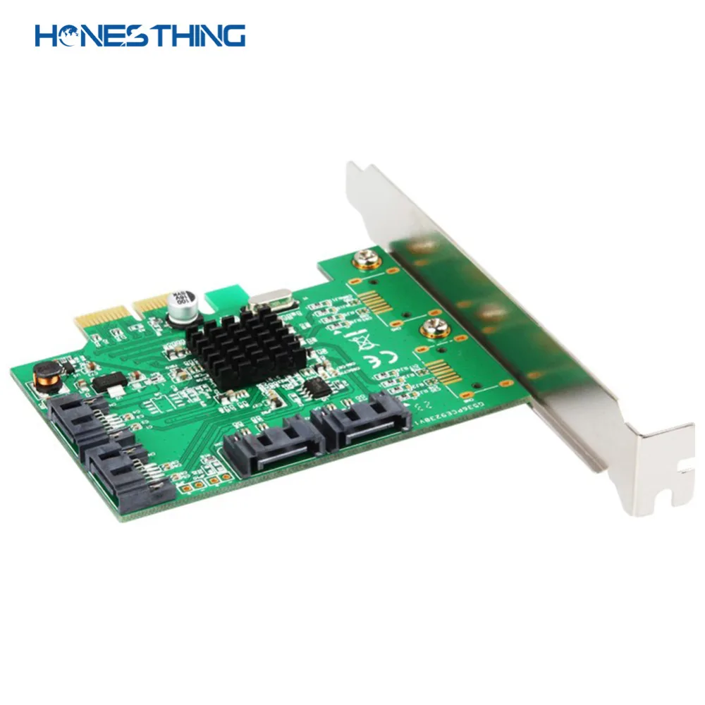 HonesThing PCI-e 4-Ports 6Gbs HyperDuo SATA III RAID Controller Card Marvell 88SE9230 with Low Profile Bracket for WINXP7810 2