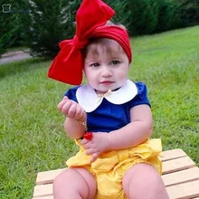 DHL, EMS,, детский хлопковый костюм из 2 предметов с короткими рукавами для маленьких девочек, Белоснежка летняя одежда с героями мультфильмов