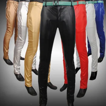 

2019 locomotive cultivate one's morality men's leather pants Little tight personality Autumn teenagers PU leather pants