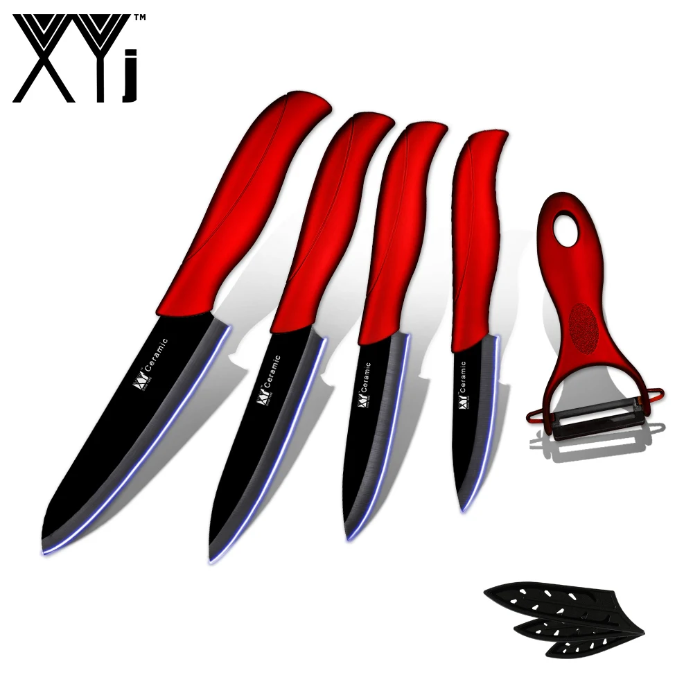 Кухонные ножи xyj набор Керамический кухонный нож 4 шт. ножи с лезвием крышки очистка нарезка нож с Овощечистка, ножи для готовки