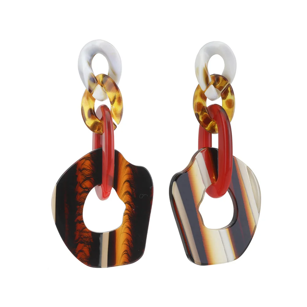 

2019 New Acrylic Fastening Stripe Geometric Earrings for Women Personality Bohemian Long Dangle Earrings Female Fashion Jewelry