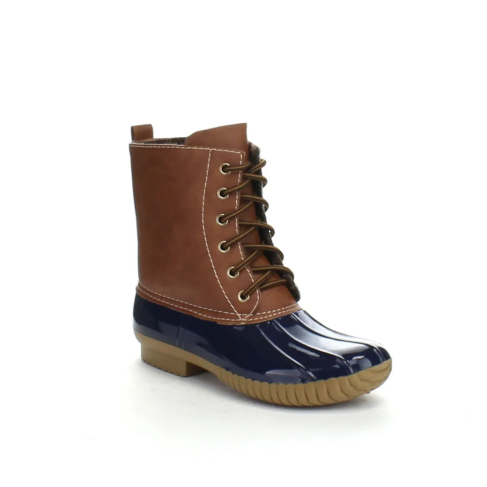 AXNY DYLAN wanita Lace Up Dua Tone Betis Sepatu Hujan Bebek Setengah Ukuran  Kecil|duck boots|duck rain bootsboots boots - AliExpress