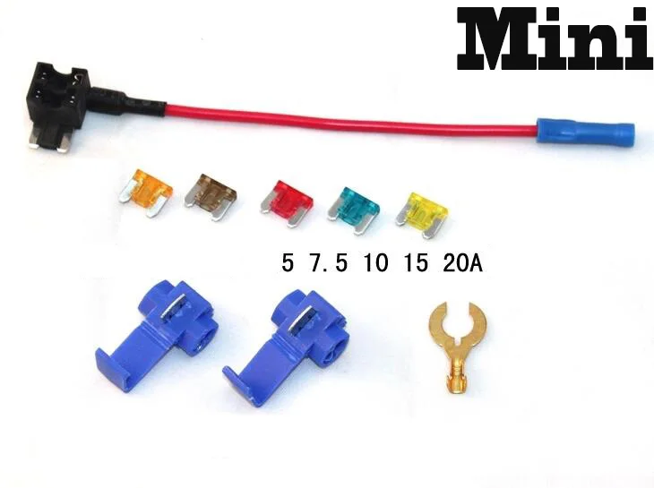M/S/Mini size Fuse Adapter tap Dual Adapter Holder For Car Auto Truck 5/7.5/10/15/20A fuse+terminal