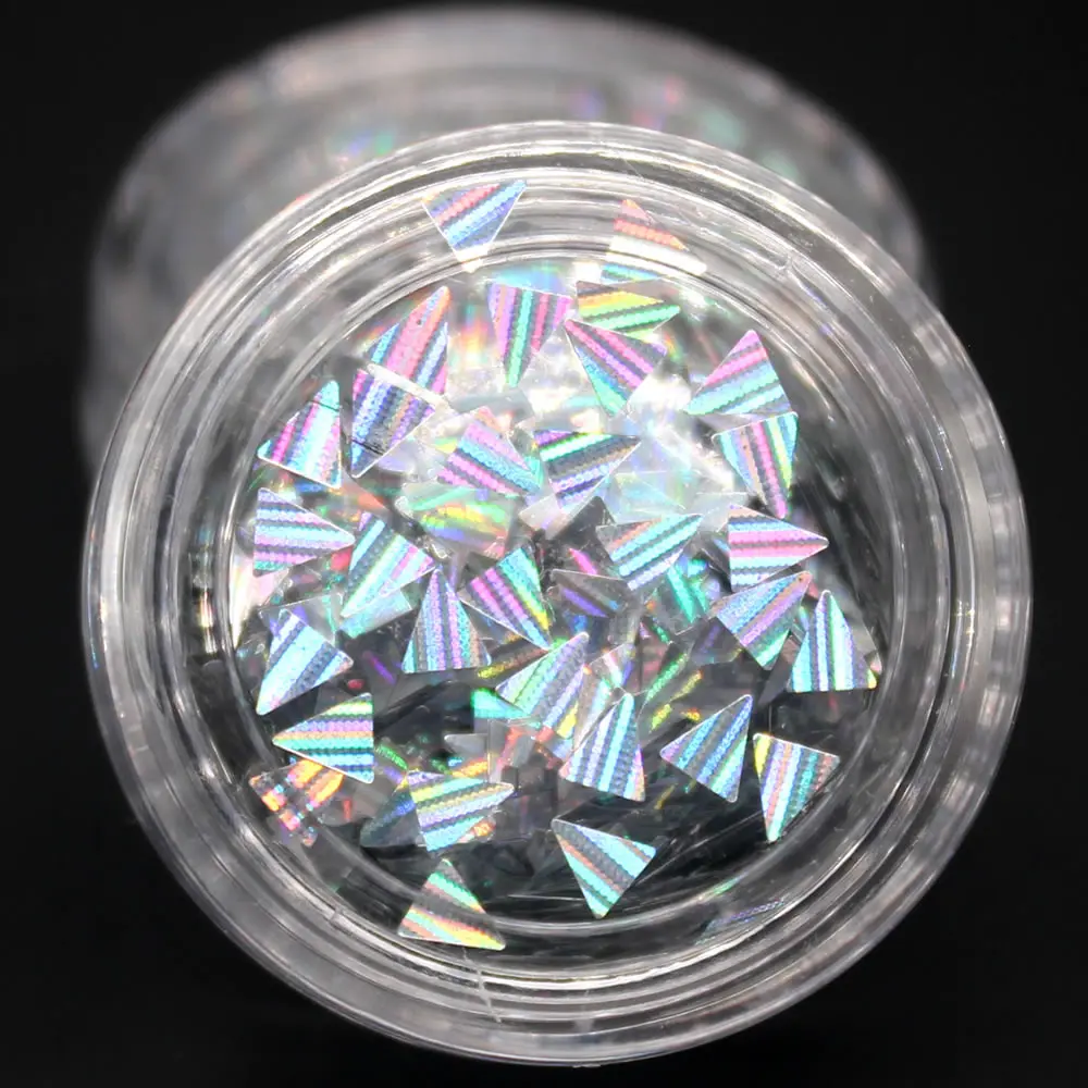

1 Pcs Laser Shiny Triangle Ultrathin Sequins Nail Art Glitter Tips UV Gel 3D Nail Decoration Manicure DIY Accessories 2019