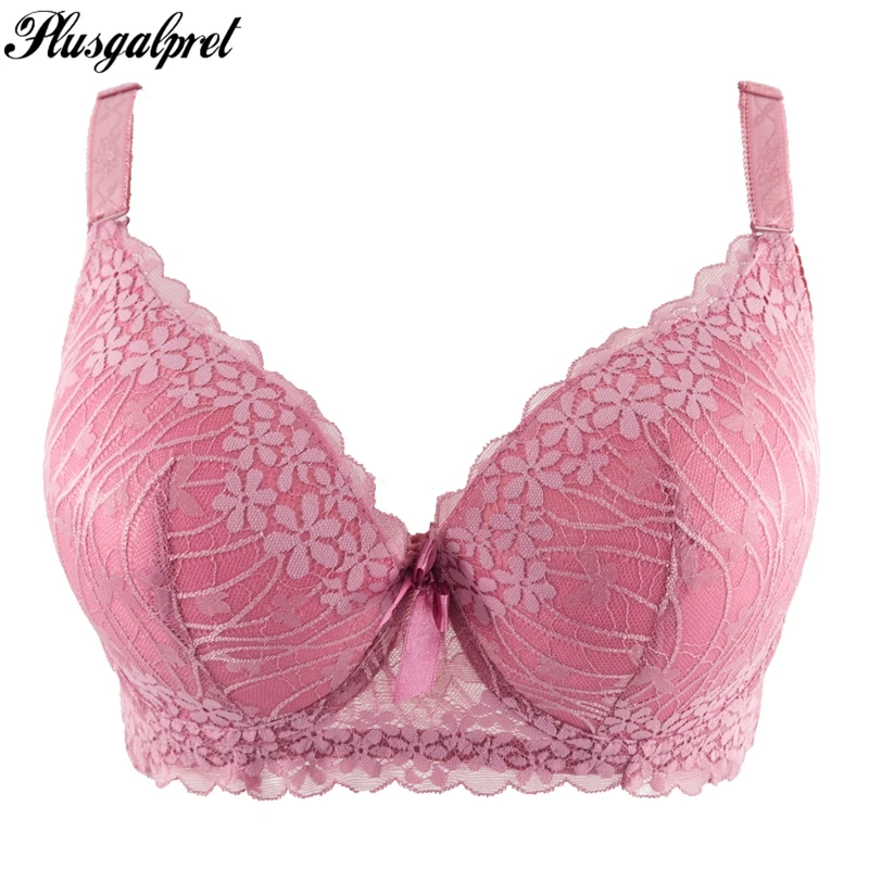 

Plusgalpret 2019 Spring Summer New Arrival Sexy Push Up Lace Bra Top Underwire Lingerie Underwear Big sizes 40D 42D 44D 46D