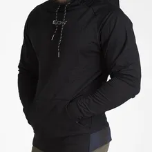 Для мужчин пребывания теплые тонкие однотонные Цвет длинный рукав тренажерный зал худи для бега Фитнес Спортивная Толстовка дропшиппинг