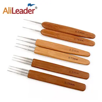 

AliLeader 6 PCS Triple Double One Head Bamboo Handle 0.5Mm 0.75Mm Dreadlock Crochet Hook Needles For Dreads Hair Tools Soft Grip