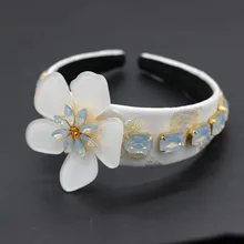 Мода простой белый большой цветок горный хрусталь Путешествия повязки вечерние повязки для отдыха 861