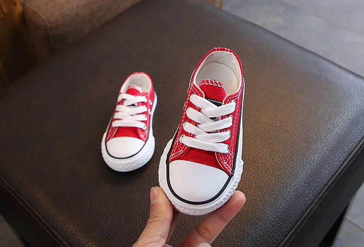 Claladoudou 13.5-18.5CM Kids Casual Shoes Red White Black Children Unisex Canvas Shoes Toddler Breathable Sports Shoes For Baby
