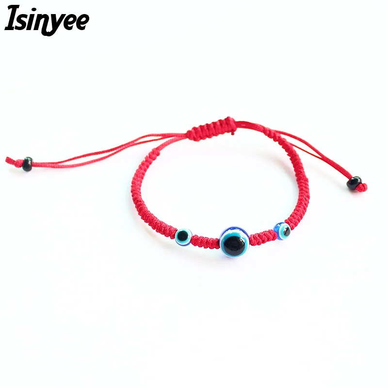 ISINYEE Lucky Red String Thread браслет Хамса Турецкий Дурной глаз очаровательные тянущиеся