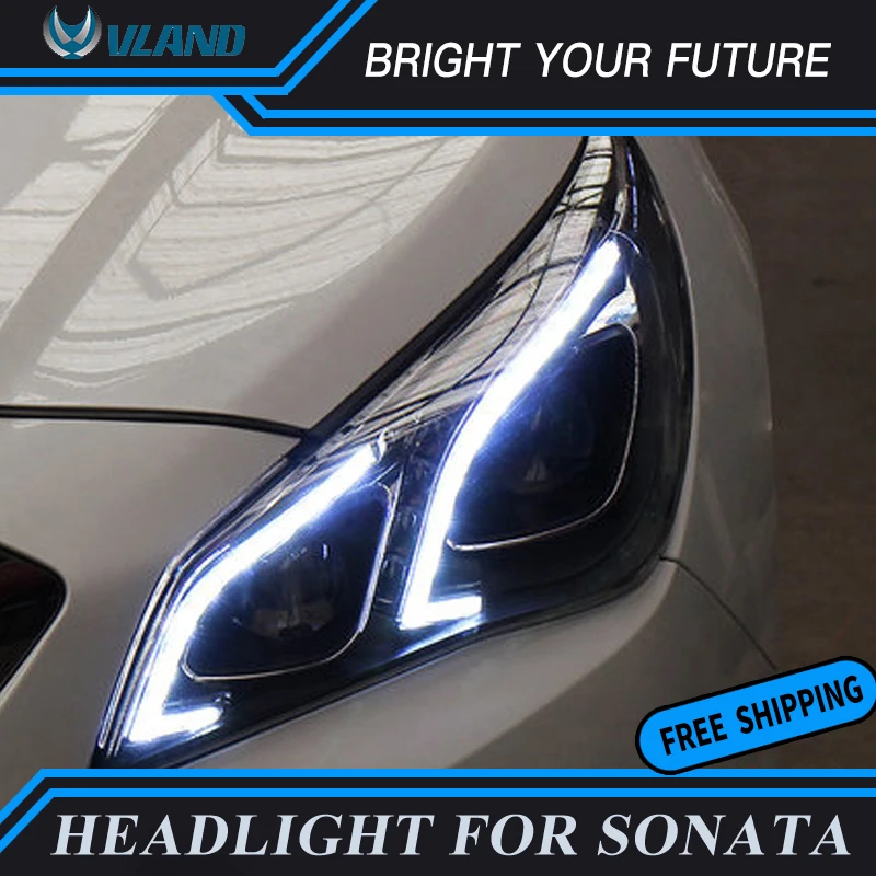 Автомобильная фара для hyundai Sonata 9th светодиодный фары левая и правая фара биксеноновый проектор