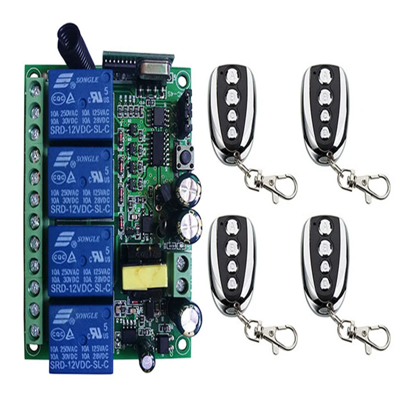 

AC110V 220V 230V 4CH 4 CH Wireless Remote Control LED Light Bulb Switch Relay Output Radio Receiver Module and Transmitter