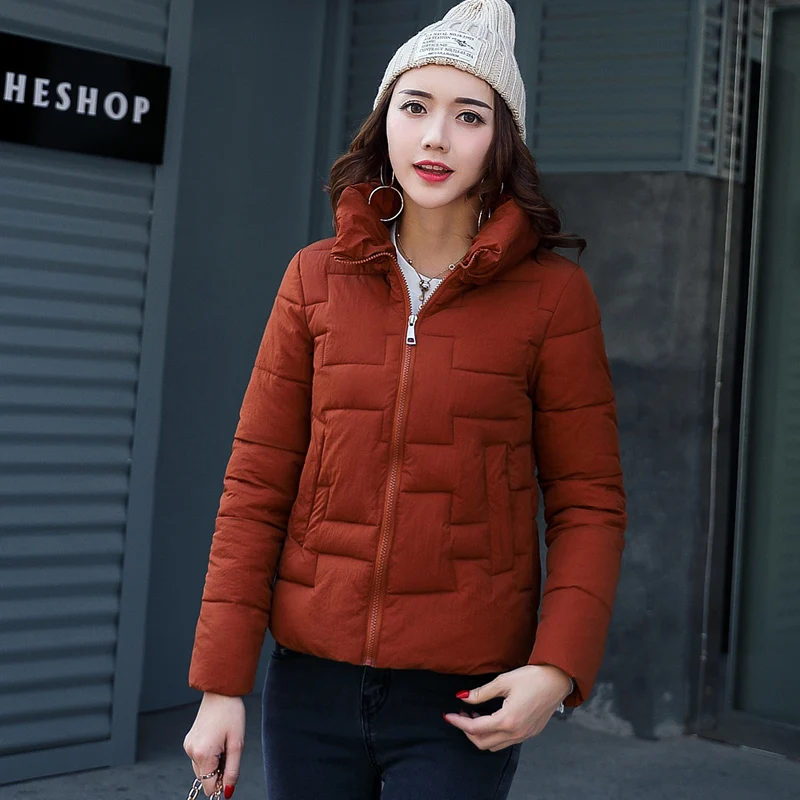 Fitted Padded Coats Women Winter Short Jackets With Argyle Detail