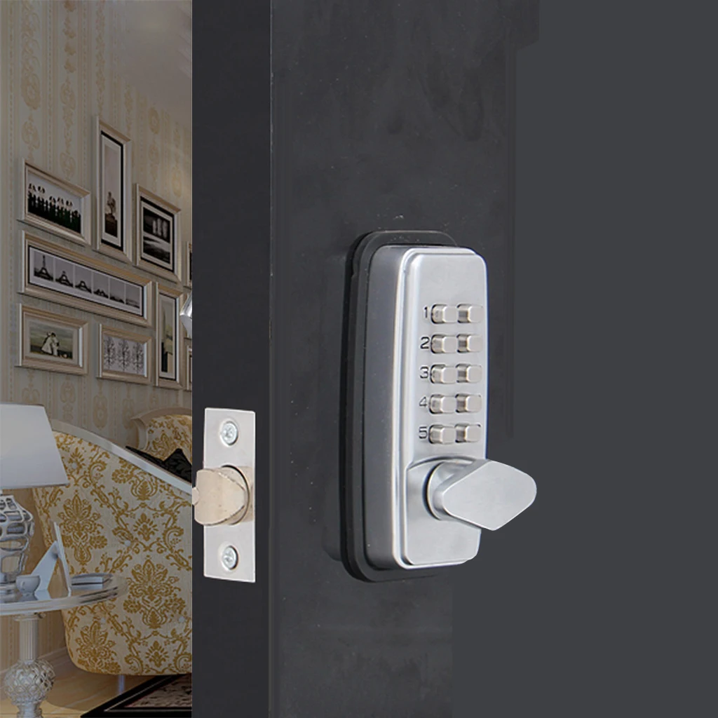Digital Keypad Entry Code Combination Keyless Setting Lock for Door - Located On Door Knob Stylish Compact Design High Security
