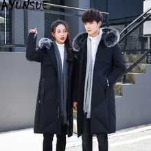 AYUNSUE зимняя куртка Для мужчин парка пара пуховик лиса большой меховой воротник Корейский плюс Размеры пальто женские куртки Casaco Masculino KJ632