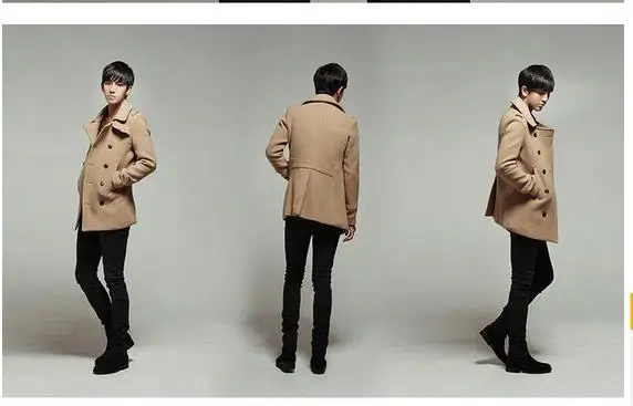 Мужские куртки осенняя и зимняя одежда новая Корейская мужская шерстяная куртка тонкая шерстяная двубортная куртка для колледжа#72029 - Цвет: 6