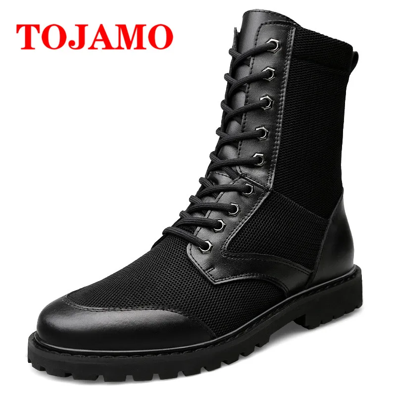 

TOJAMO Men Casual Mesh Boots Outdoor Military Desert Boot Combat Hunting Work Ankle Boots Bota Masculina Autumn New Arrival