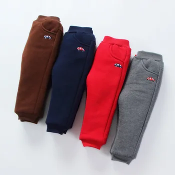 

2017 New Warm Velvet Casual Pants for 2-8 Years Boys Girls Casual Car Print Sport Pants Jogging Enfant Kids Children Trousers