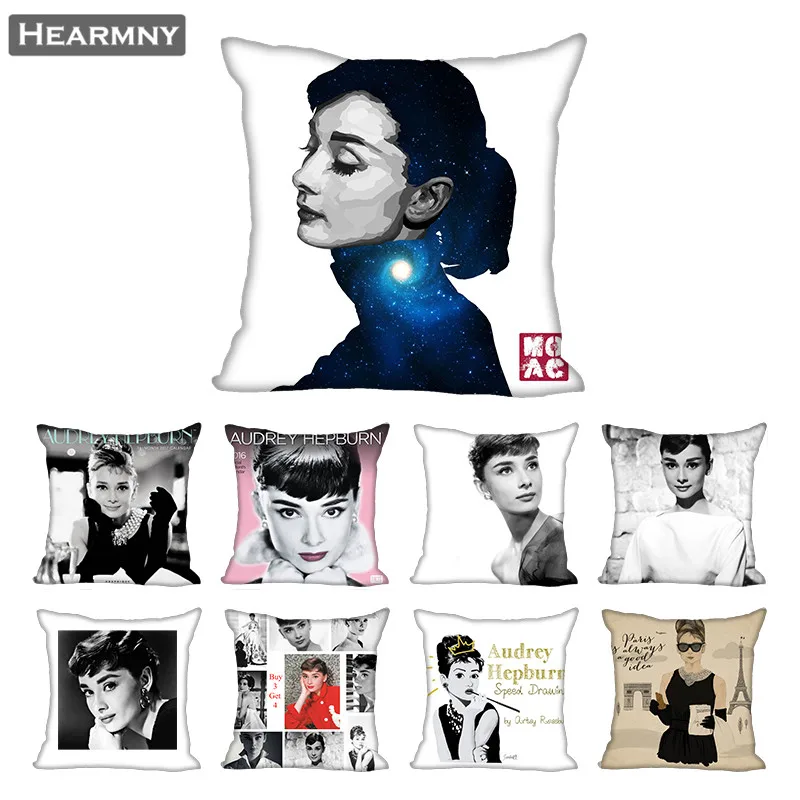 

Audrey Hepburn Pillow Case For Home Decorative Pillows Cover Square Invisible Zippered Throw PillowCases 40X40,45X45cm