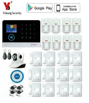 

Yobang Security 433mhz Wireless Remote Control Home Security Alarm System IOS Android APP Smart Voice Burglar GSM Alarm System