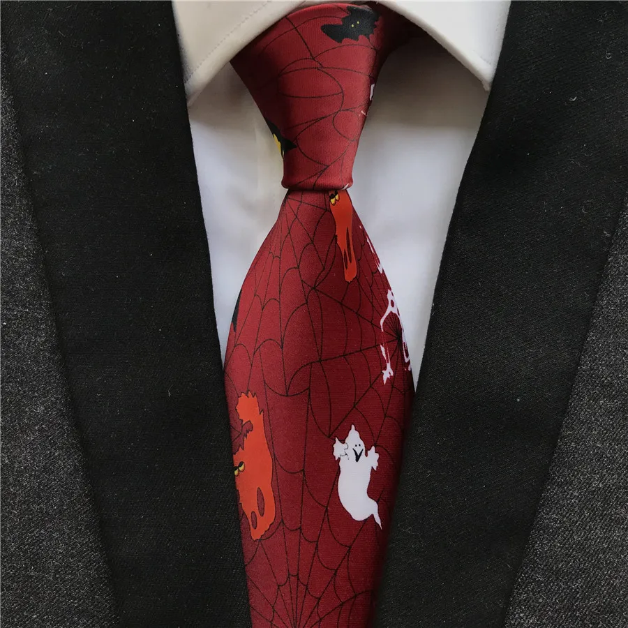 9 см дизайн мужские галстуки с мотивами Хэллоуина паук веб летучая мышь череп шаблон галстук для вечерние